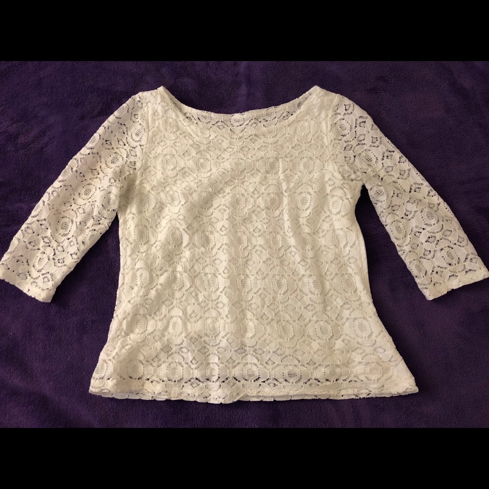 Banana Republic White Lace Blouse Size 8